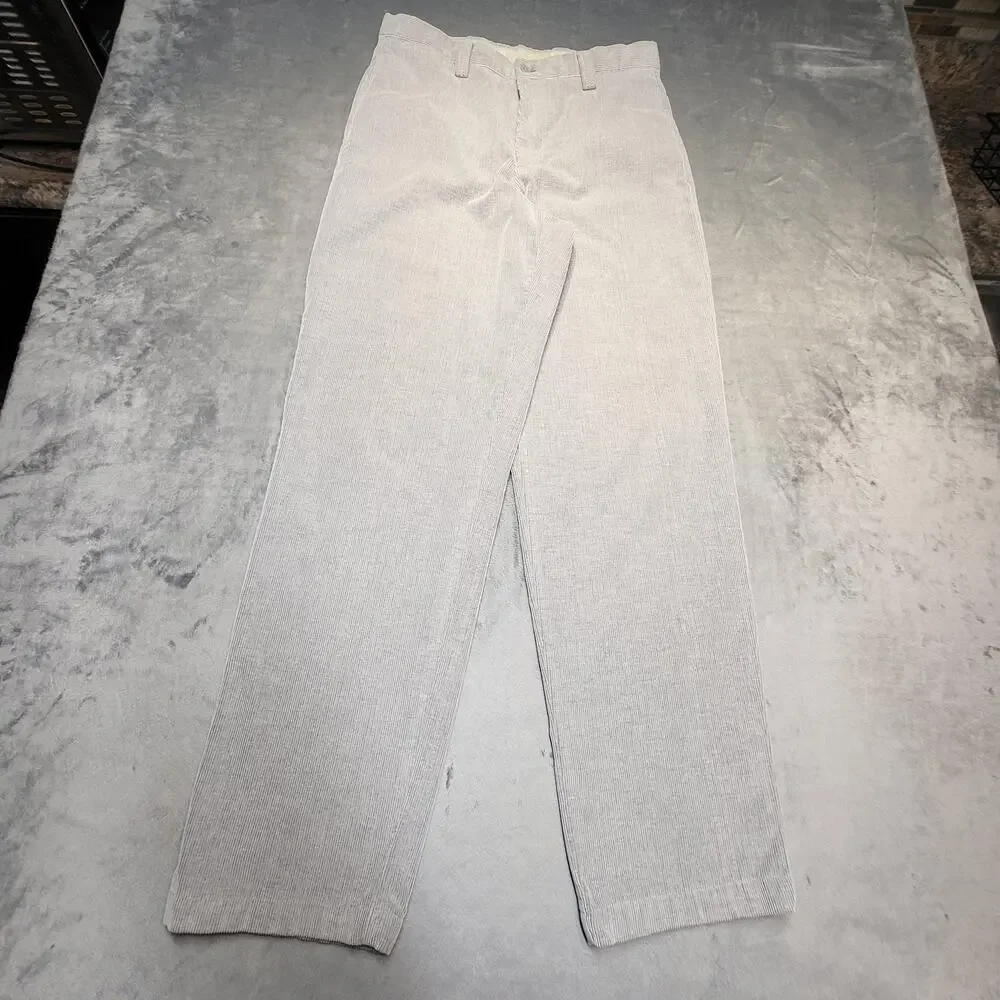 Vintage Dockers Pants Mens 32x32 Gray Corduroy Khakis Flat Front Straight Chino - Picture 1 of 12